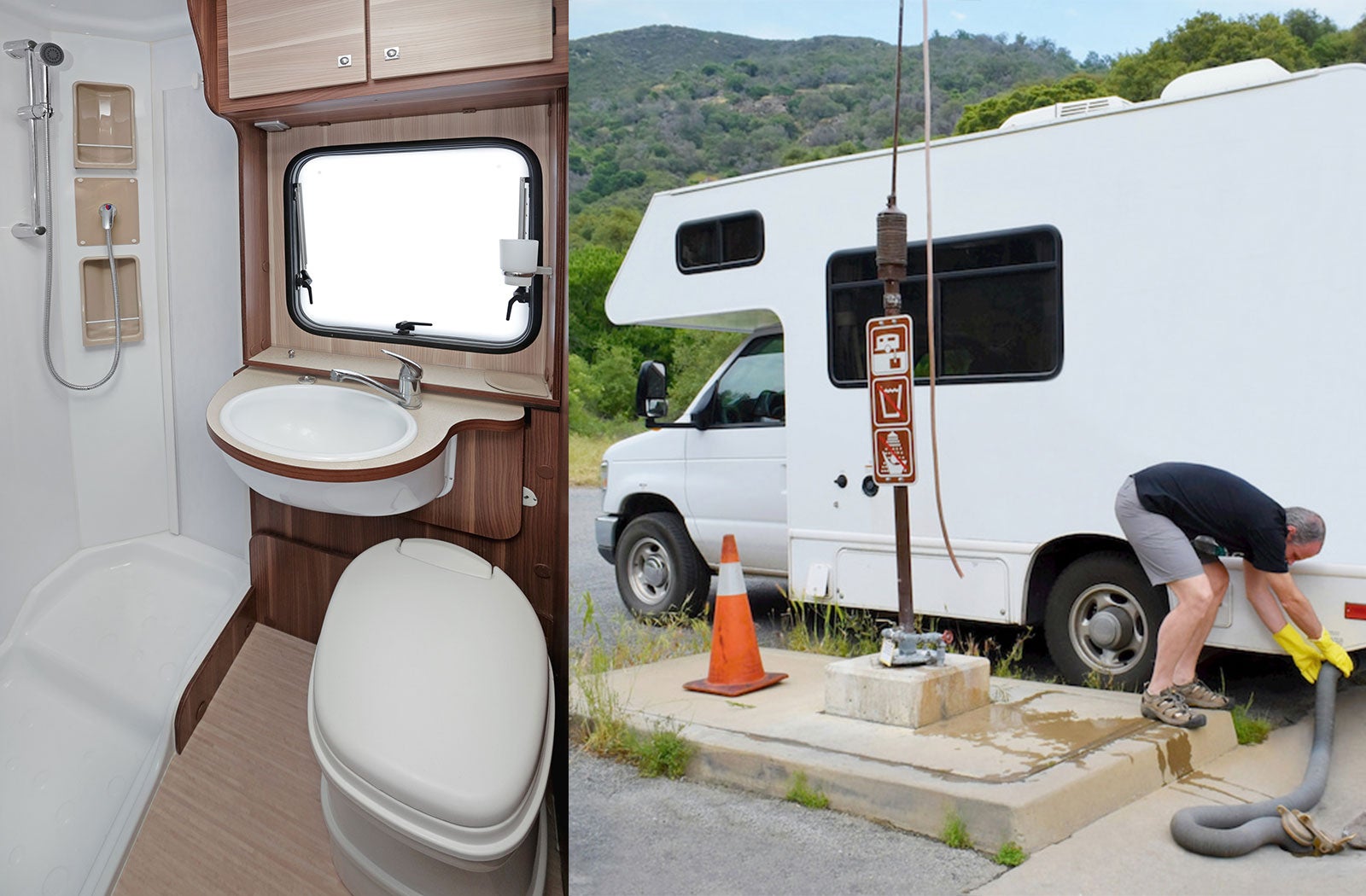 Portable RV/camper toilet and holding tank setup in Oconomowoc, Wisconsin