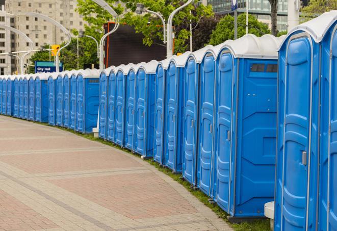 Seasonal porta potty units set up at a Oconomowoc, Wisconsin venue